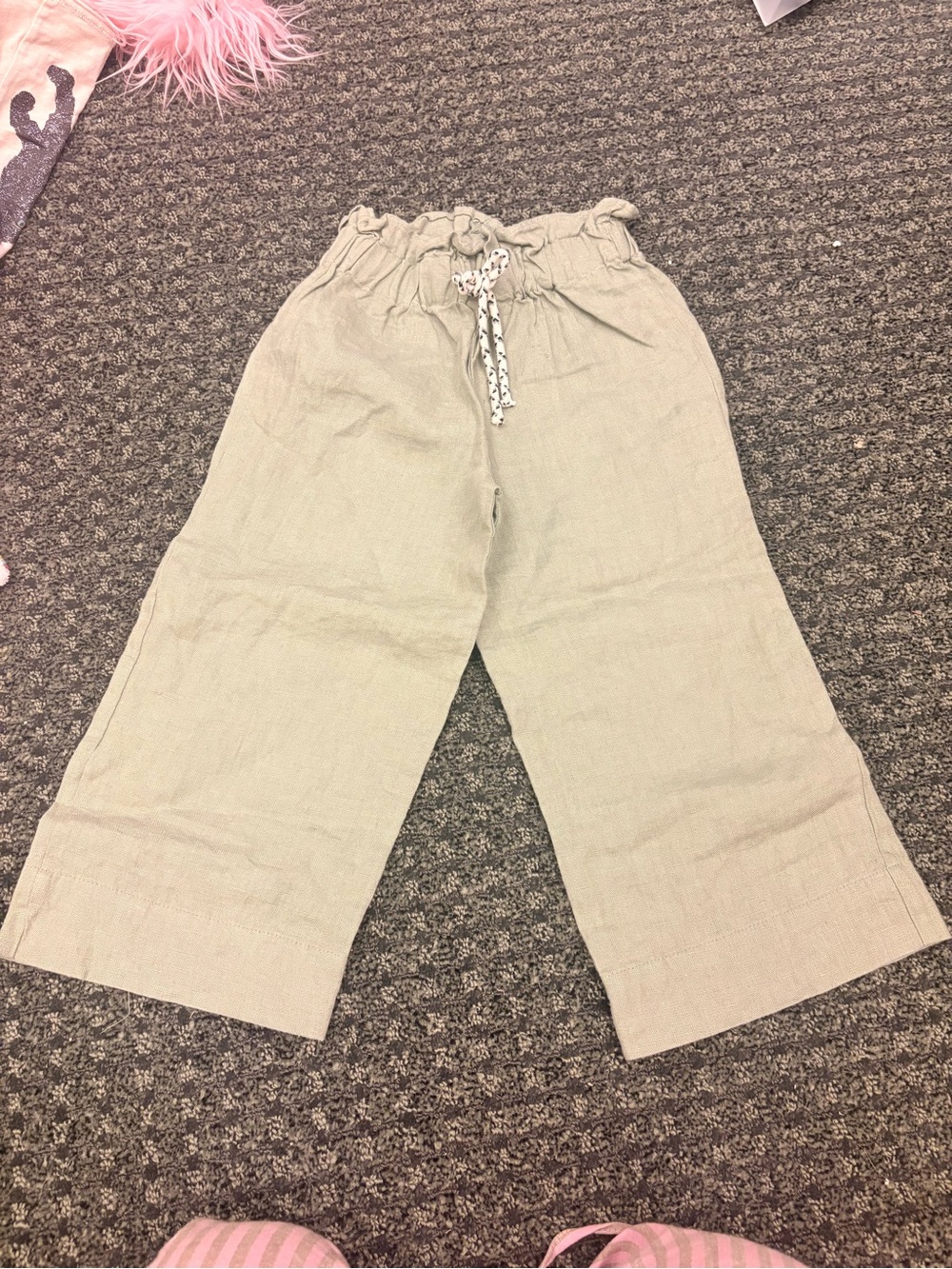 Zara Kids Sage Green Linen Blend Wide Leg Pants Size 5 (110 cm)